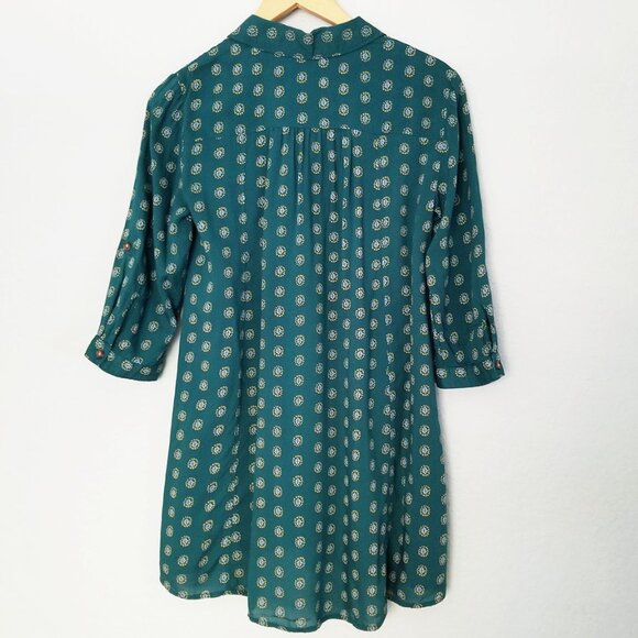 Maeve By Anthropologie Monika Button down Tunic Shirt Top XS Green Longline $128 - Picture 7 of 16
